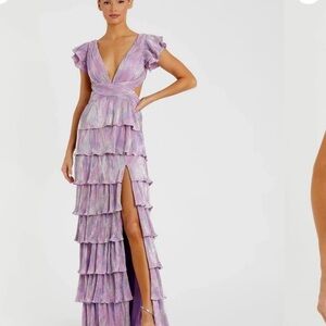 Mac Duggal Lavender Tiered Maxi Dress